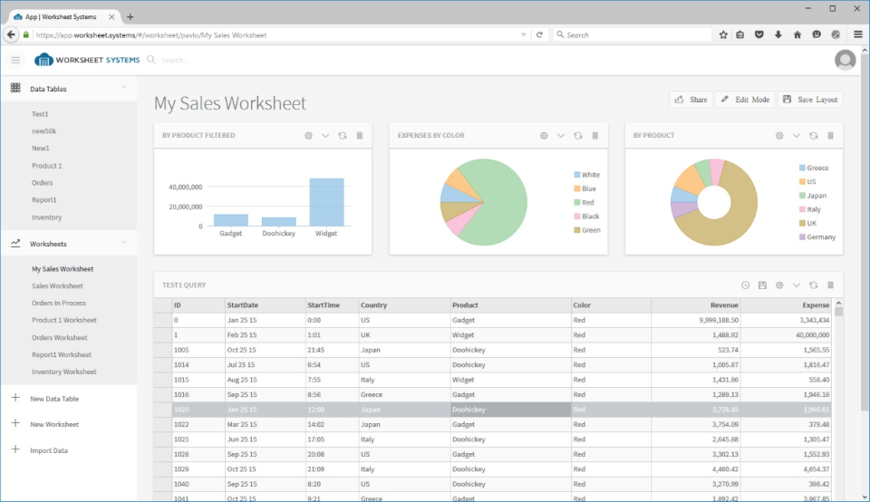 screenshot of Worksheet Systems